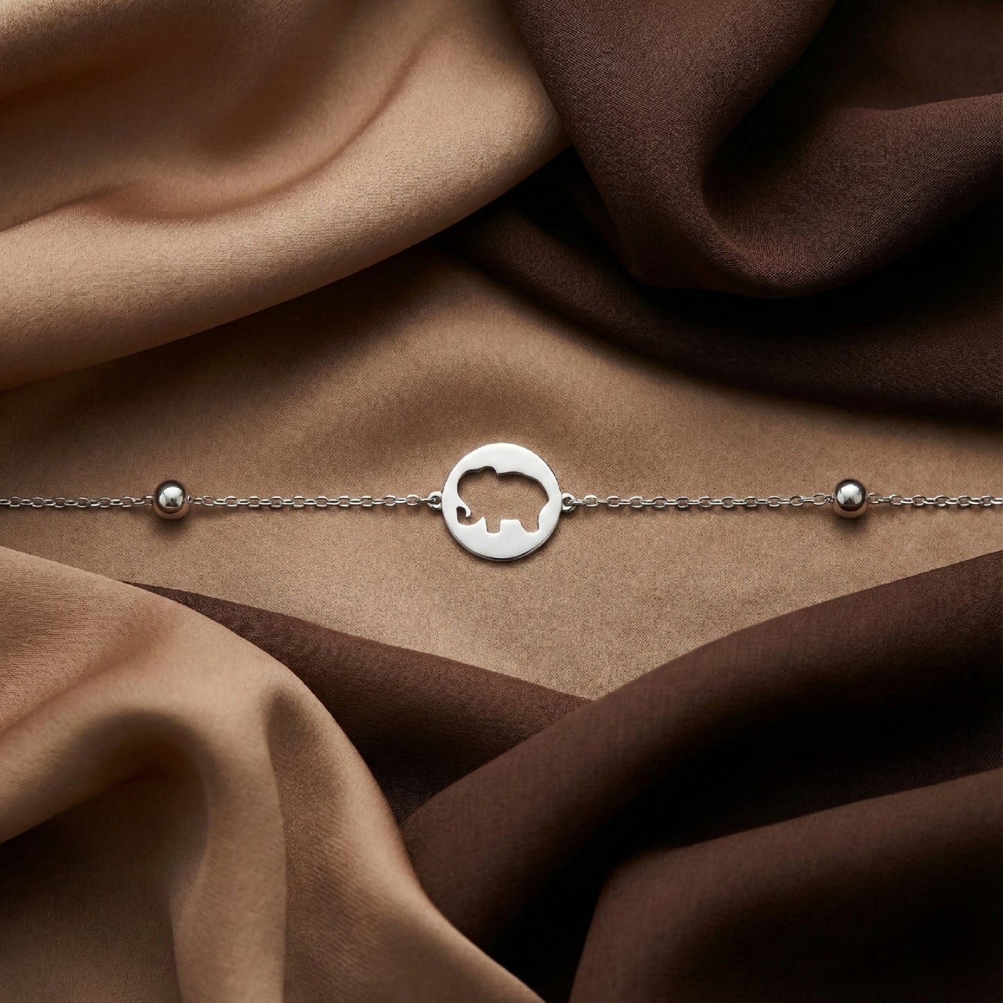 925 Silver Elephant Cutout Minimal Bracelet