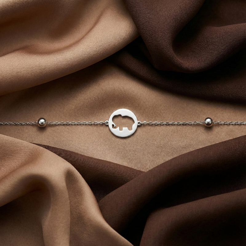 925 Silver Elephant Cutout Minimal Bracelet