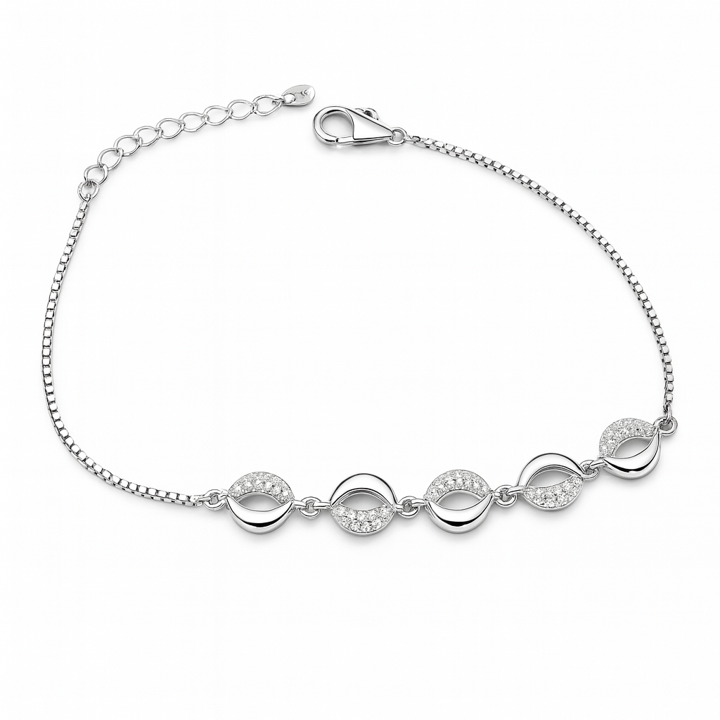 925 Sterling Silver Infinity CZ Adjustable Bracelet