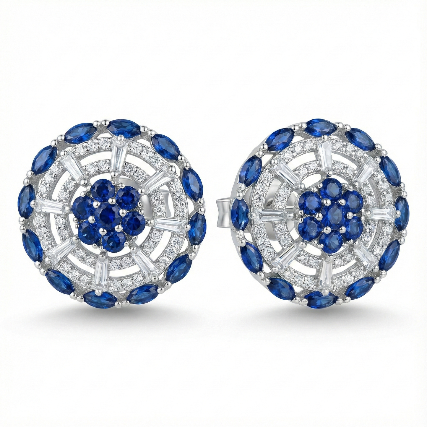 Royal Blue Floral Stud Earrings | Made With Pure 925 Silver