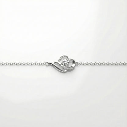 925 Silver Heart Harmony Bracelet with Sparkling Solitaire Centerpiece