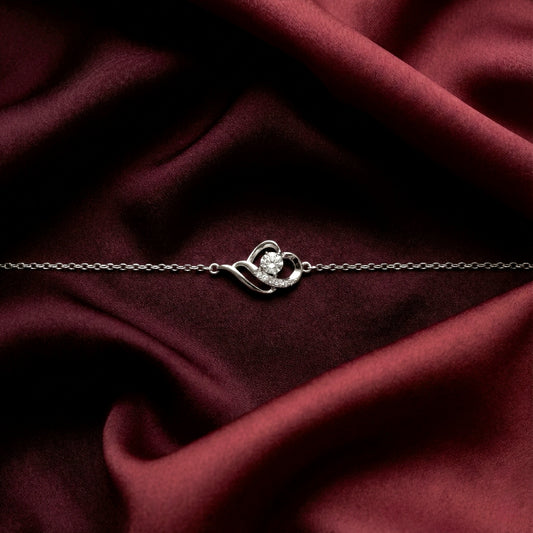 925 Silver Heart Harmony Bracelet with Sparkling Solitaire Centerpiece
