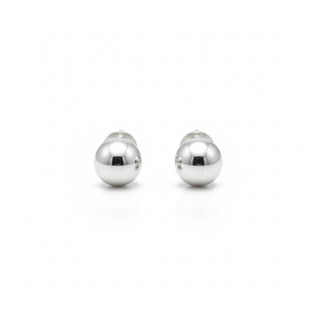 Mirror-Polished Silver Ball Stud Earrings Made With Pure 925 Silver