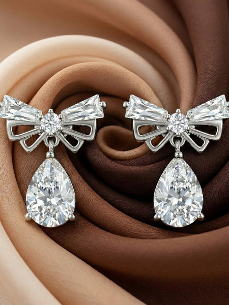 Sparkling Bow Drop Earrings | Made With Pure 925 Silver