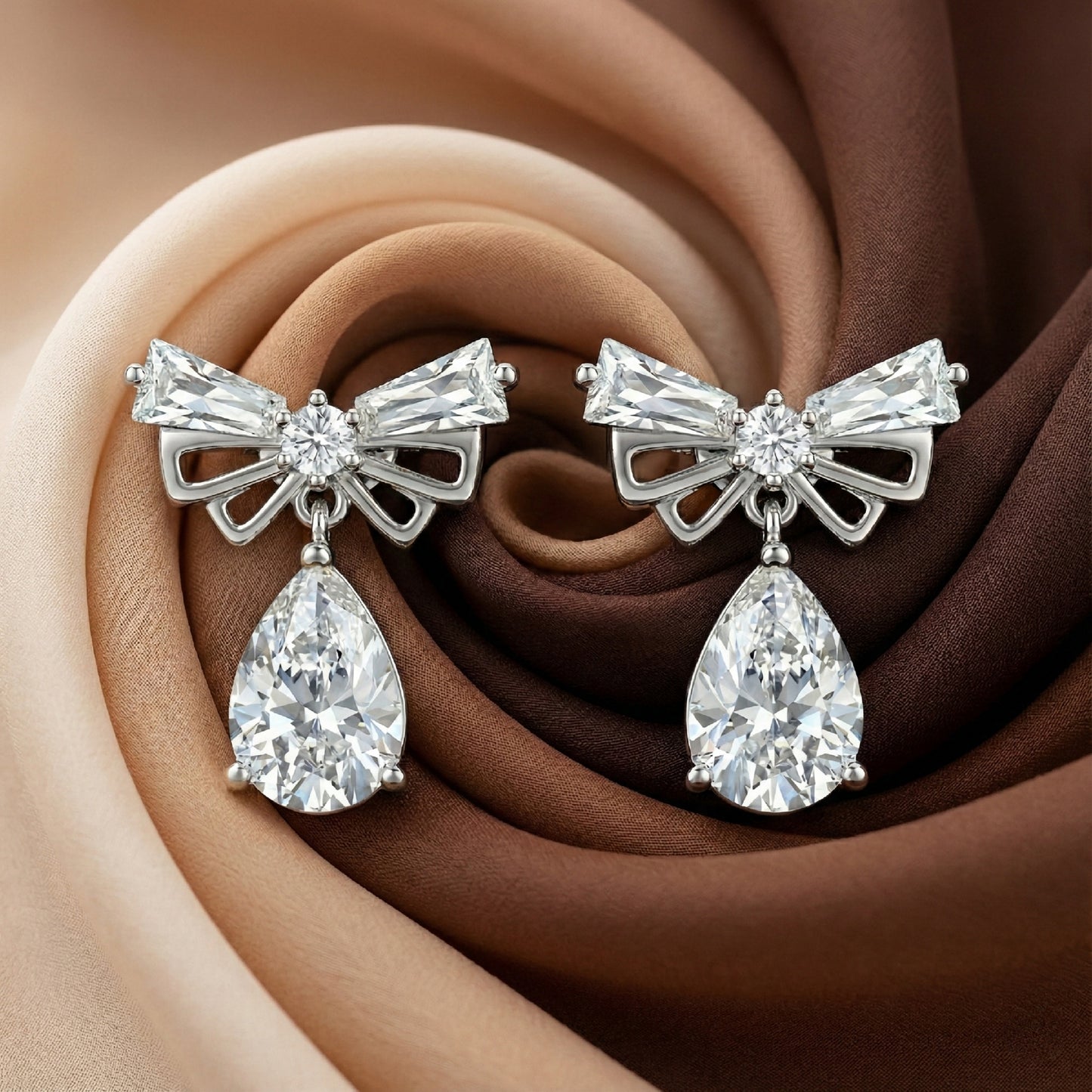 Sparkling Bow Drop Earrings | Made With Pure 925 Silver