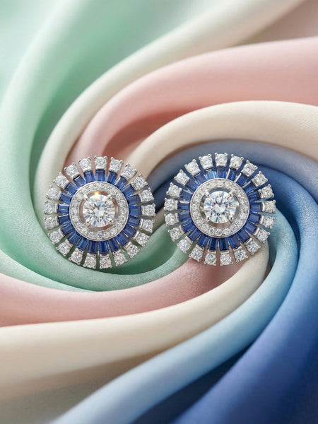 Sapphire Burst Stud Earrings | Made With Pure 925 Silver