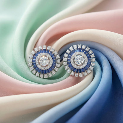 Sapphire Burst Stud Earrings | Made With Pure 925 Silver