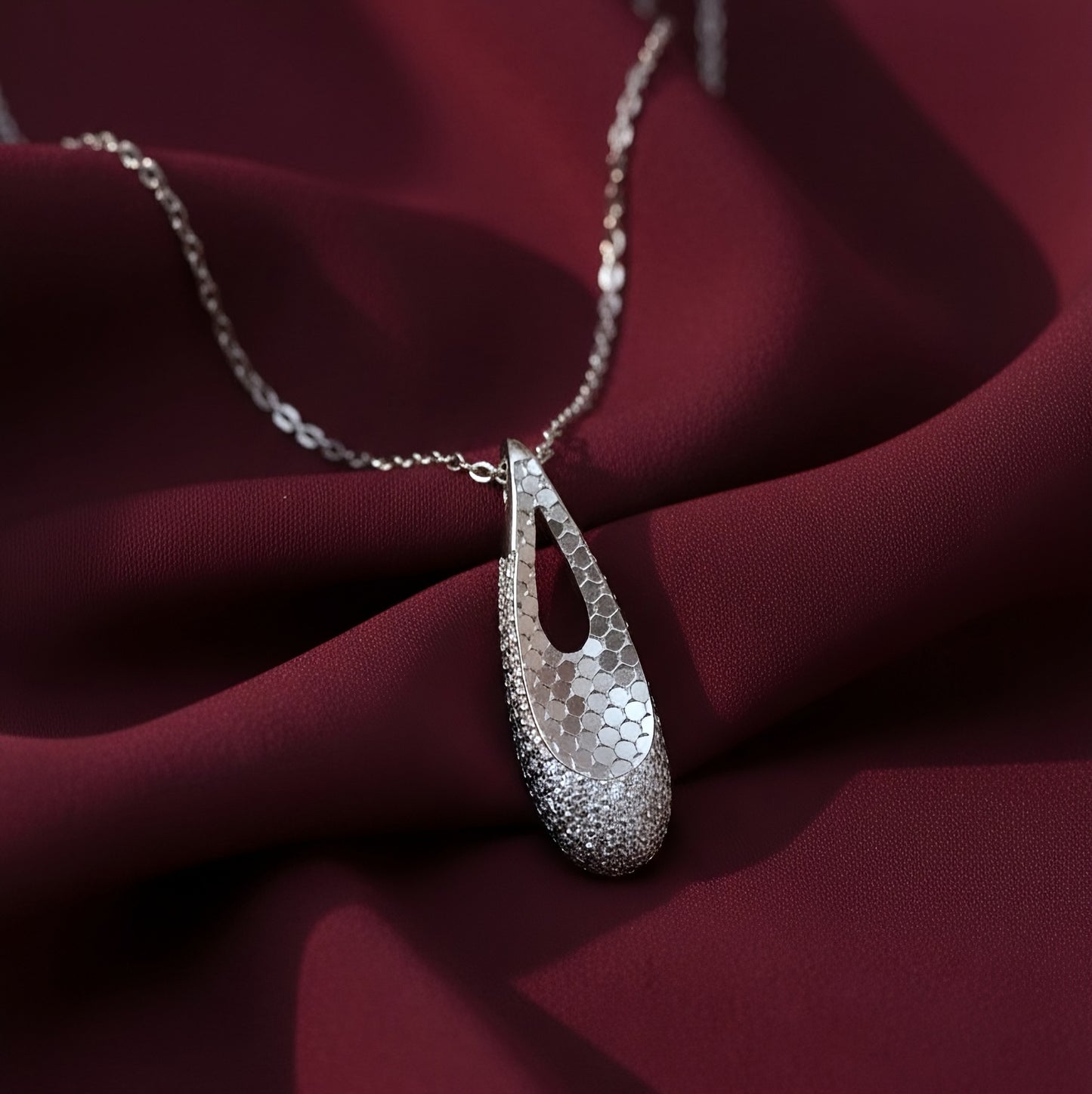 Honeycomb Droplet Pendant Set | Made With Pure 925 Silver