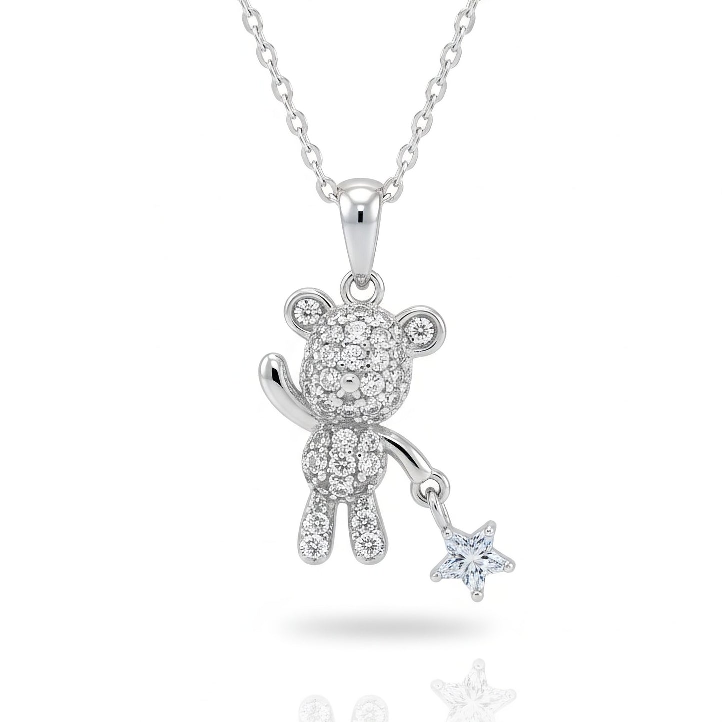 Twinkling Teddy & Wish Star Pendant | Made With Pure 925 Silver