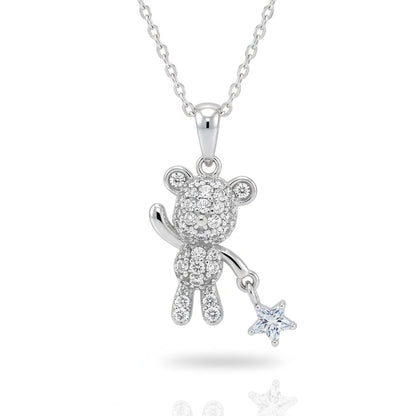 Twinkling Teddy & Wish Star Pendant | Made With Pure 925 Silver
