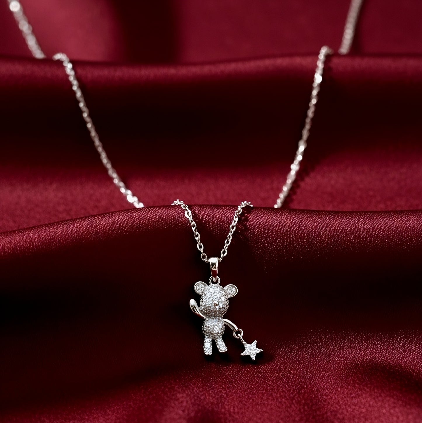 Twinkling Teddy & Wish Star Pendant | Made With Pure 925 Silver