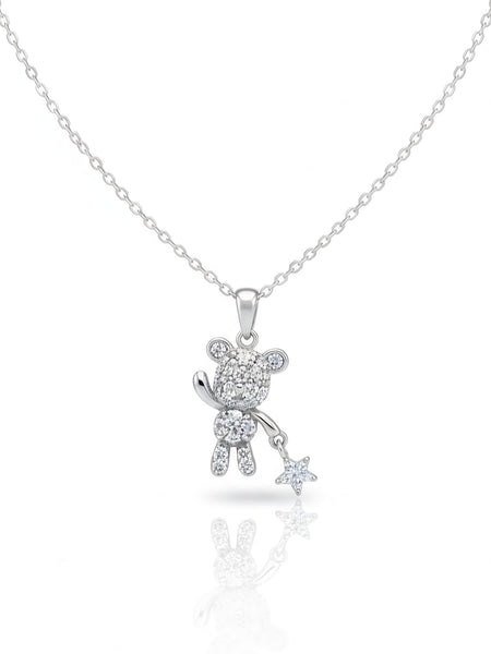 Twinkling Teddy & Wish Star Pendant | Made With Pure 925 Silver