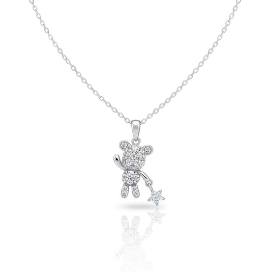 Twinkling Teddy & Wish Star Pendant | Made With Pure 925 Silver