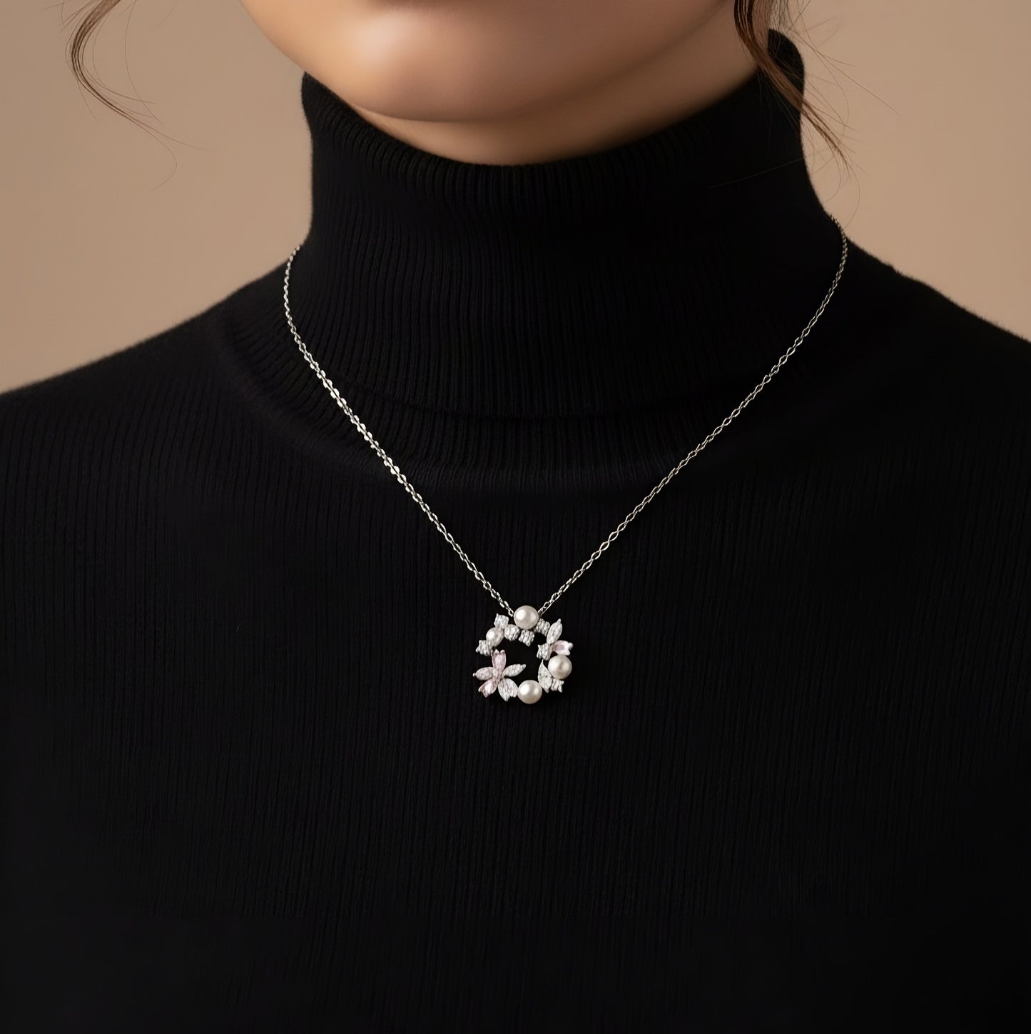 Elegant Floral 92.5 Silver Pendant Set for Daily Wear