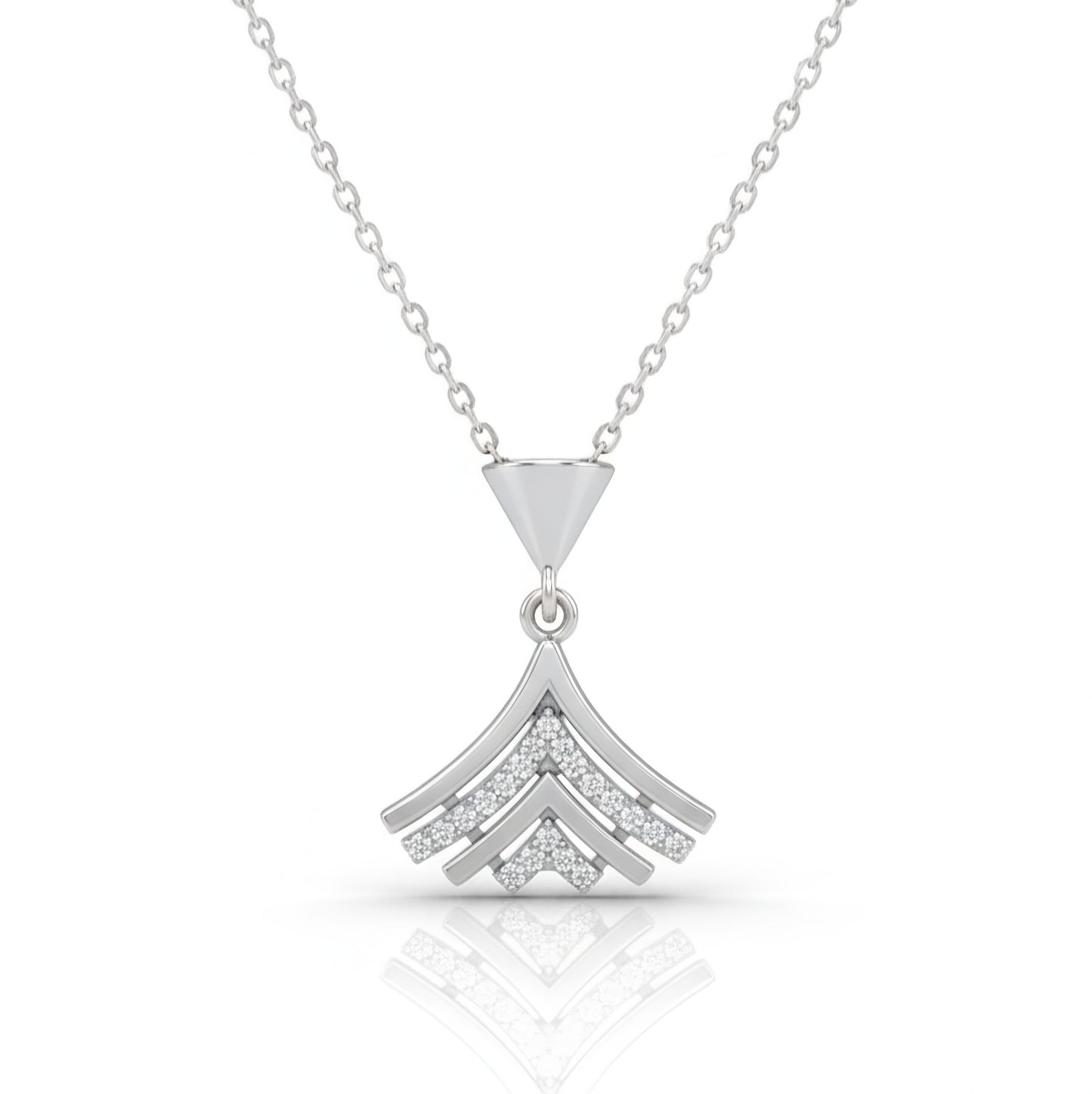 Minimal Chevron 92.5 Silver Pendant Set Elegant Daily Wear