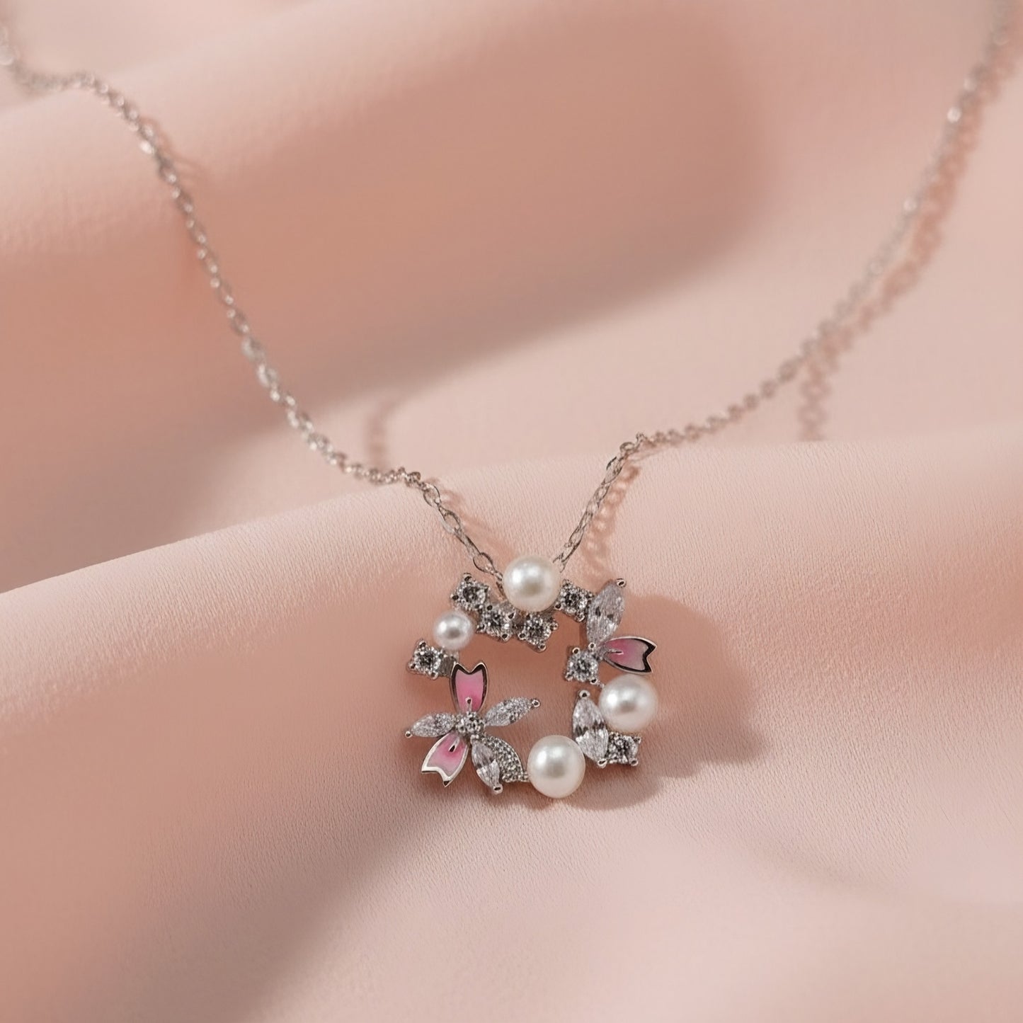 Elegant Floral 92.5 Silver Pendant Set for Daily Wear